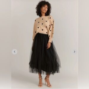 Rhinestone tulle midi skirt.